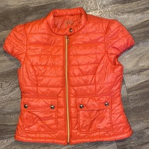 Nikki Minaj Coral puffer zip up top